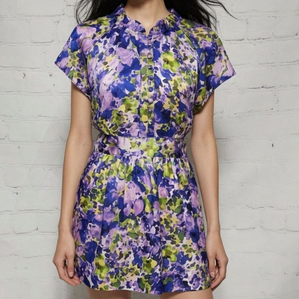 Apt. 9 Watercolor Floral Satin Mock Neck Blouse Tunic Extra Large XL